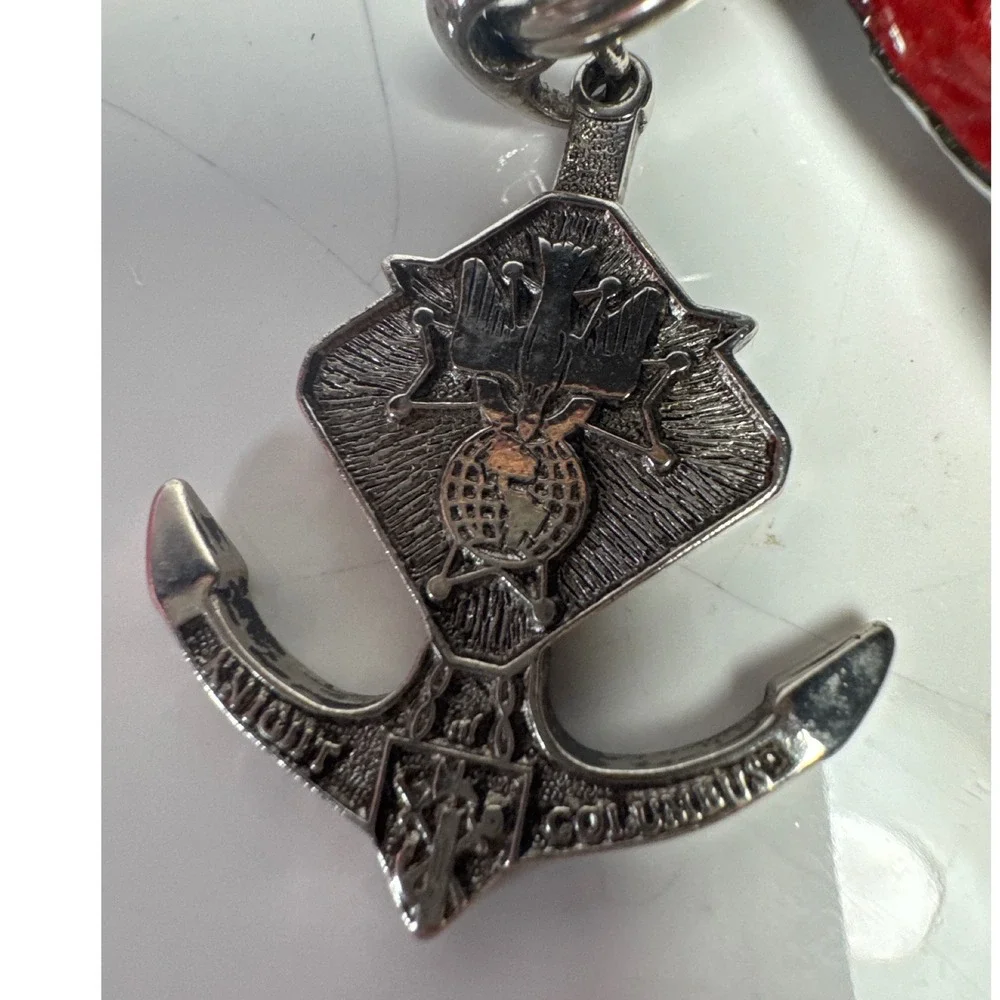 Handmade Doritos Bag Keychain Knights of Columbus Anchor Red Silver